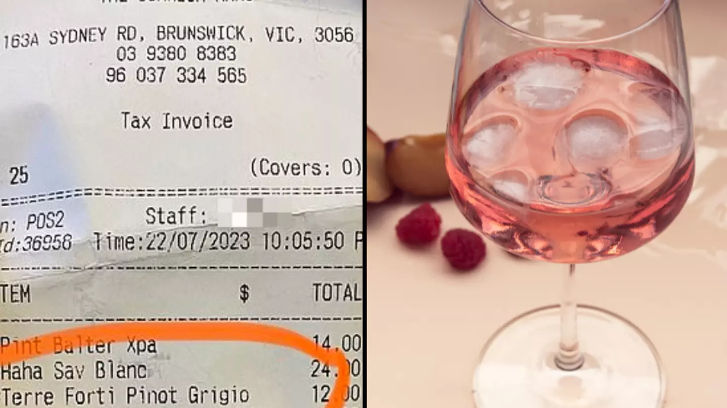 Customers notices very rude message on receipt after asking for ice in wine
