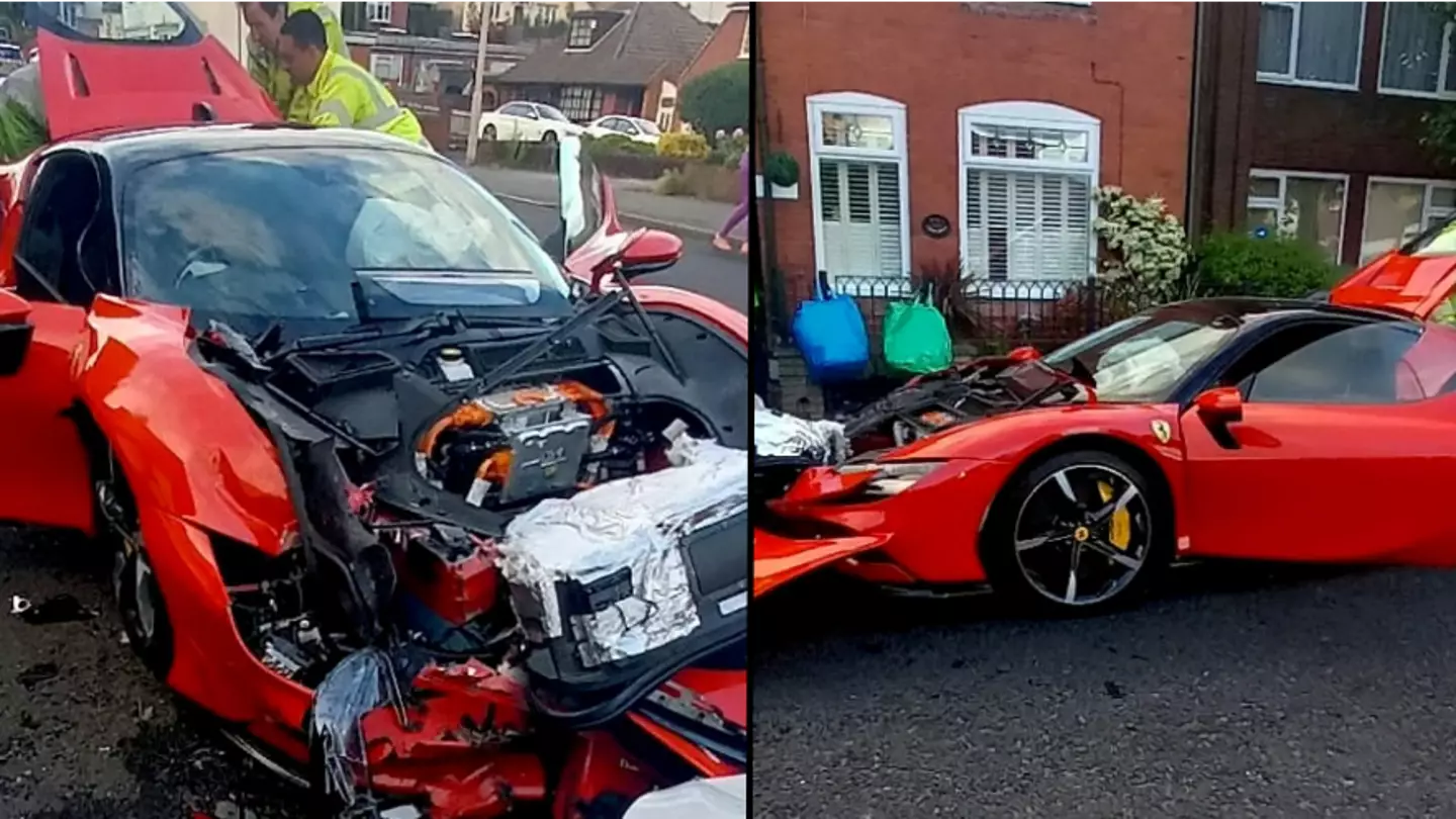 £500,000 Ferrari destroyed after driver accidentally crashes into five parked cars