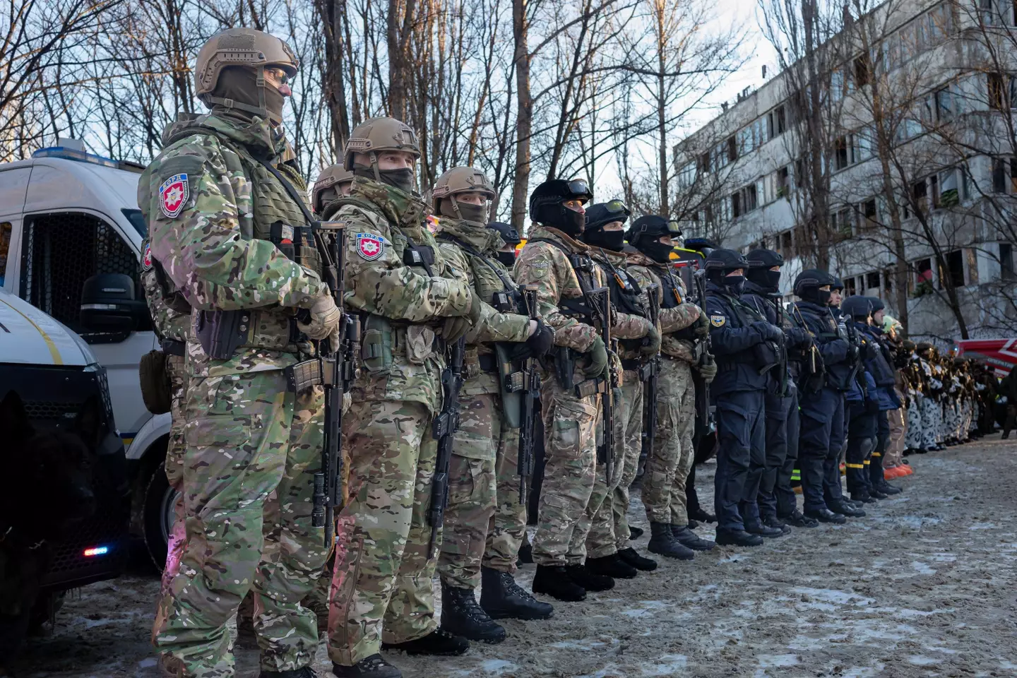 Soldiers of the National Guard Of Ukraine have been conducting military exercises near Chernobyl.