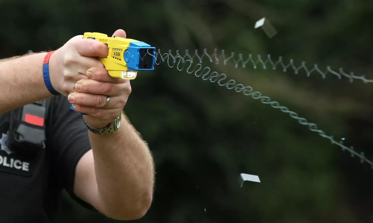 Stock image of a taser being discharged.