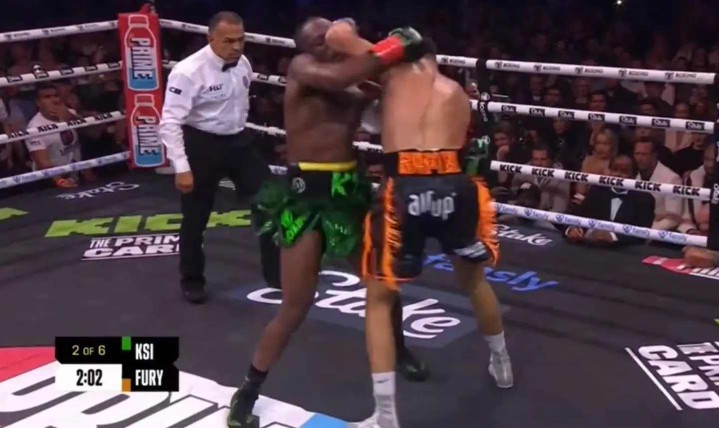 KSI appeared to deliver a number of blows to the back of Tommy Fury's head.