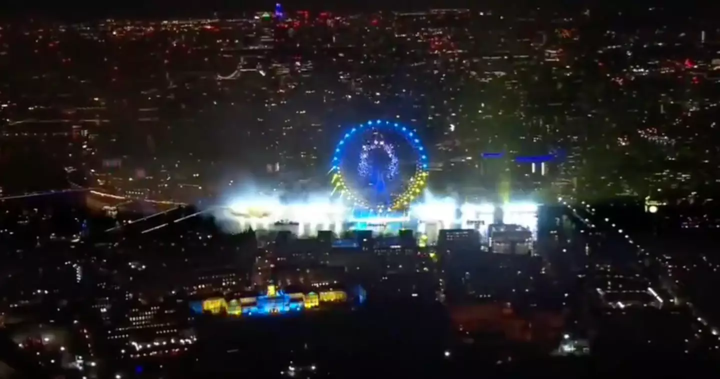 The London Eye was lit up in Ukrainian colours.