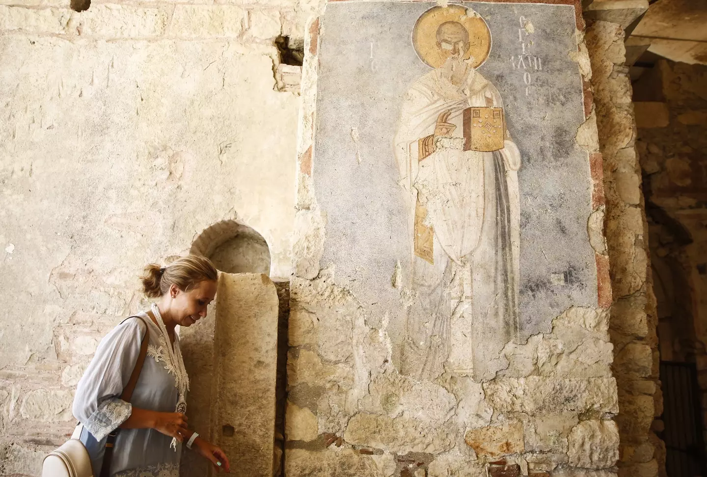 The original church, where the tomb lies, was covered by rising sea levels centuries ago.