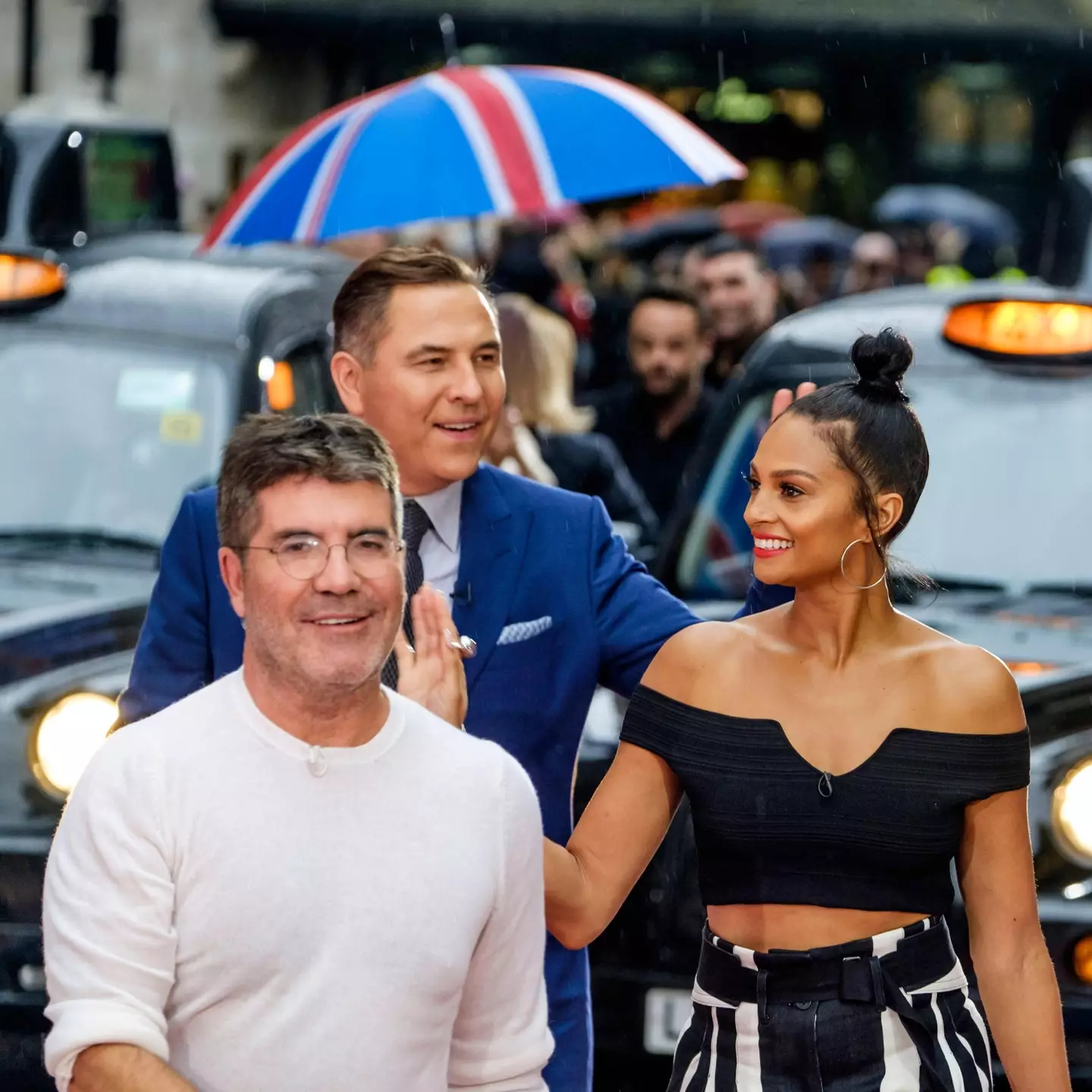 Walliams with Simon Cowell and Alesha Dixon.