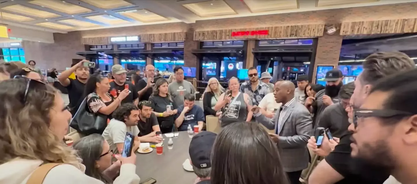 Attendees demanded answers from Resorts World Las Vegas' CEO, Alex Dixon (YouTube/8 News Now)