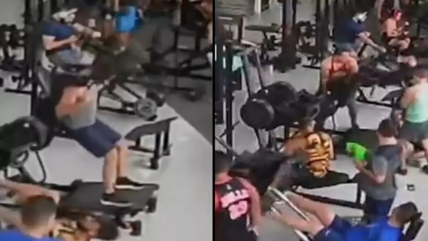 Horrifying moment man’s neck is crushed by squat machine at the gym