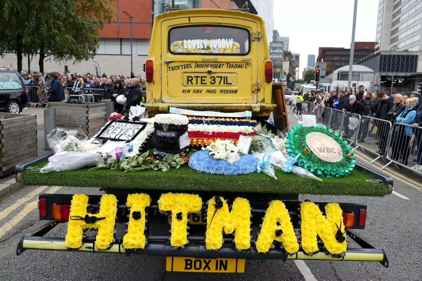 The three-wheeler led the procession around Manchester (Dominic Lipinski/Getty Images)