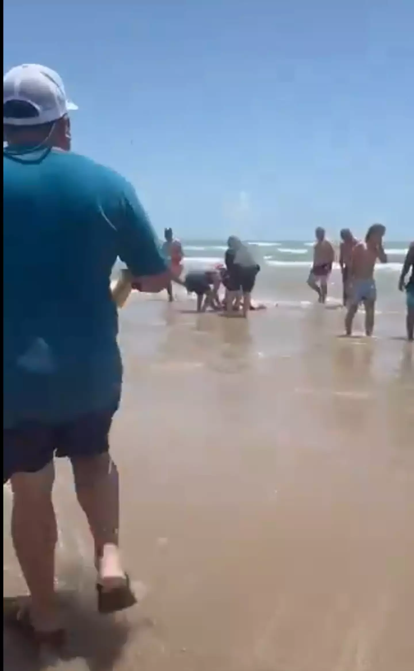 Footage from the incident shows blood pouring into the water. (@shannonsharpeee/X)
