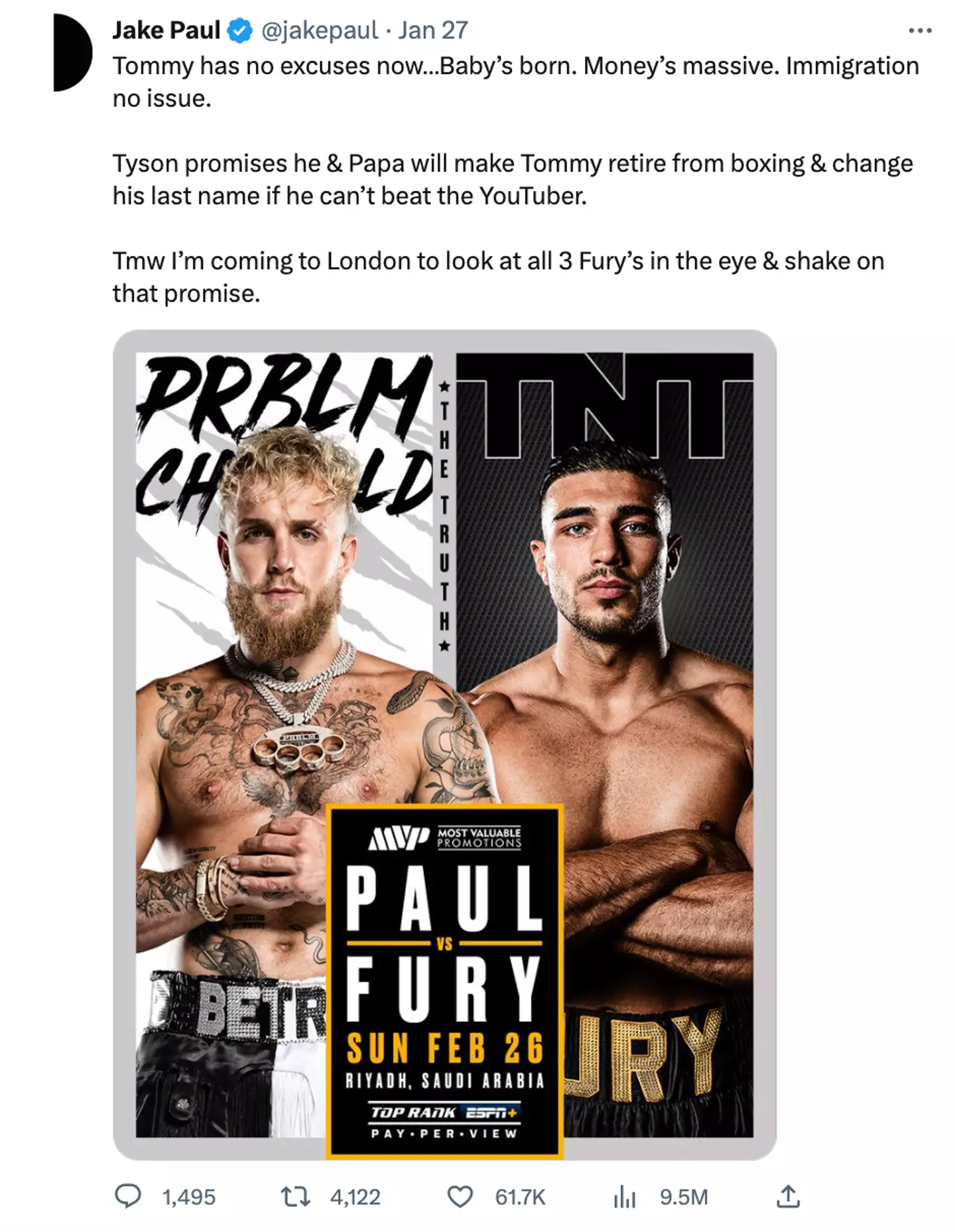 Paul referenced the bird of Fury's baby, which at time hadn't been announced.