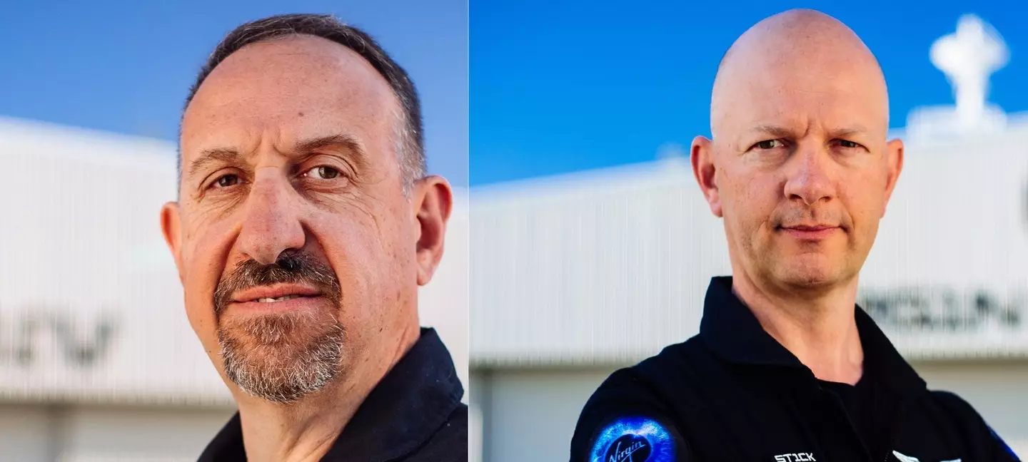 Mission commander Michael 'Sooch' Masucci (left) and pilot Nicola Pecile (right) will be in charge of the VSS Unity on the first commercial space flight.