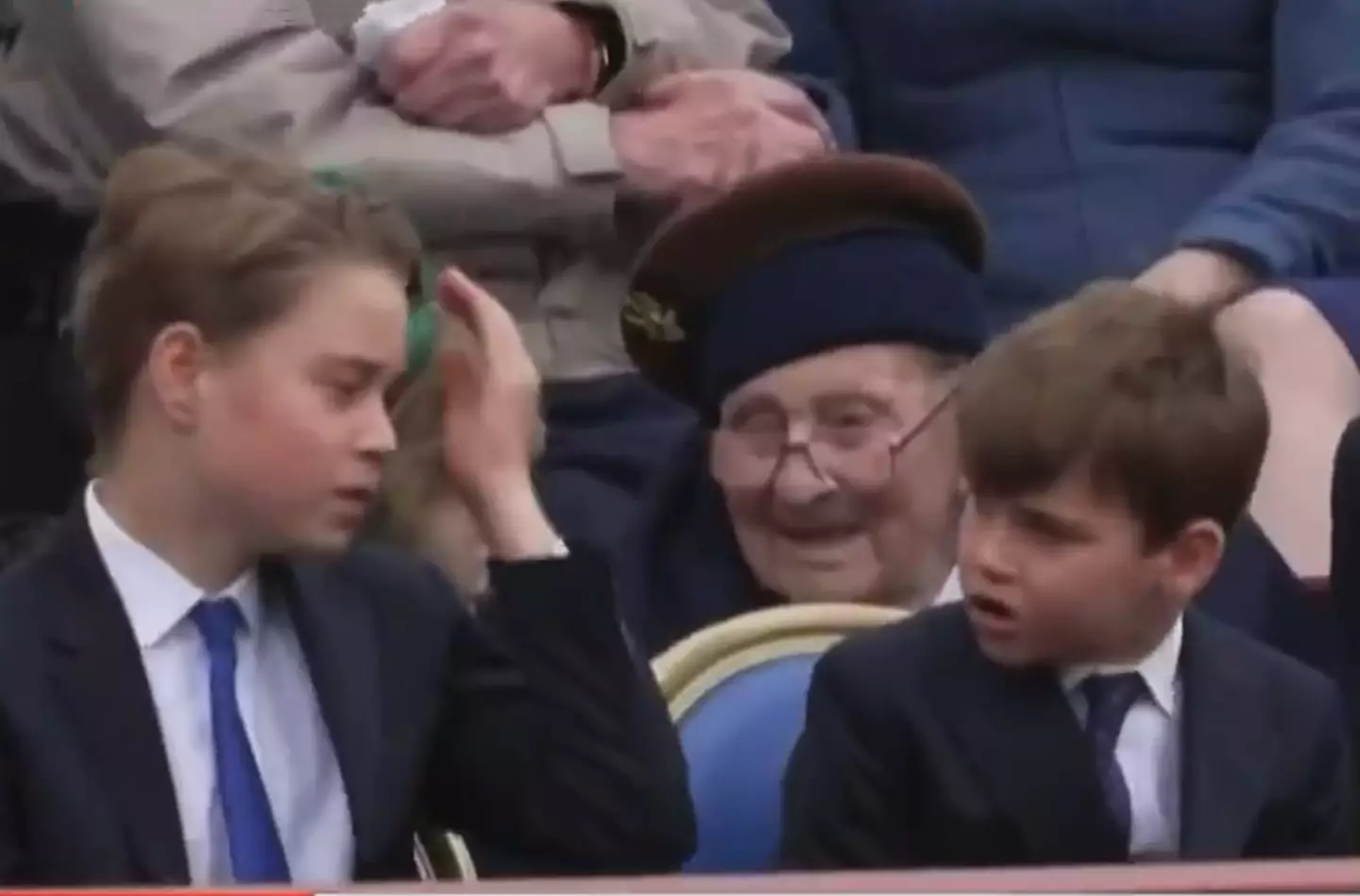 Prince George simply adjusted his hair, prompting his brother to do something hilarious (Sky News)