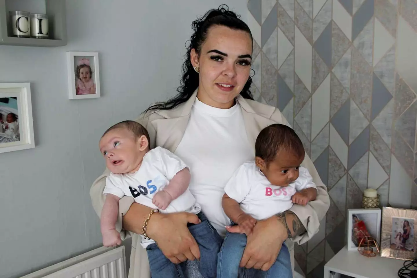 A mum was left gobsmacked when she gave birth to million-to-one black and white twins.