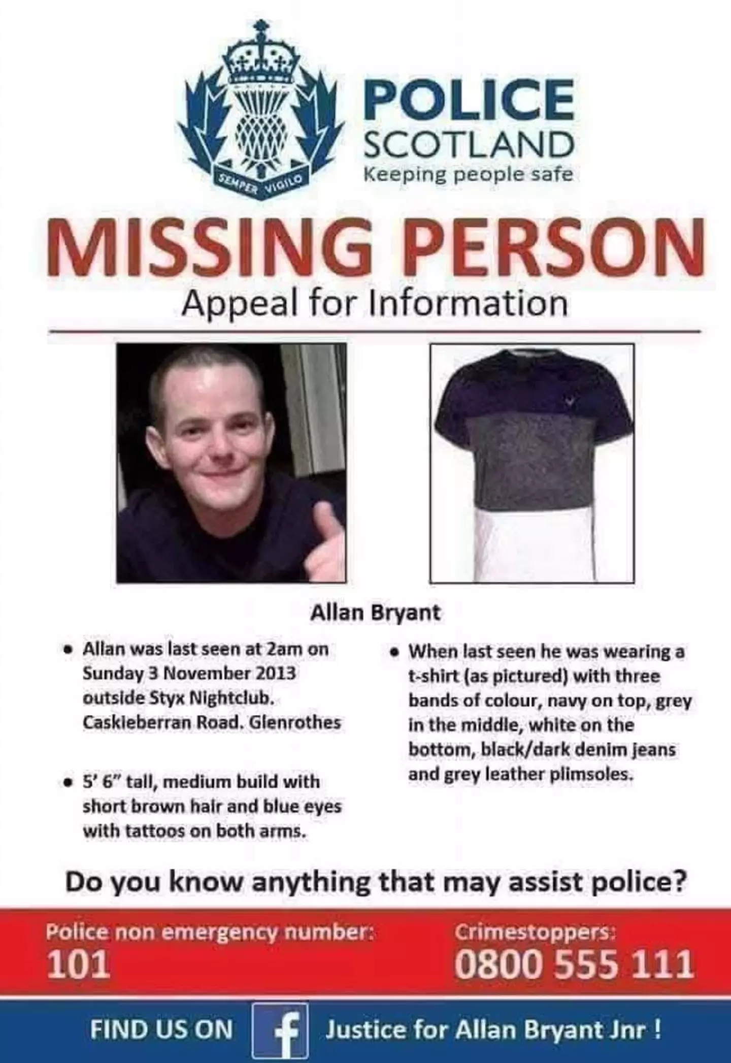 The missing man's family believe something sinister might have happened to him (Facebook/Help Find Allan Bryant)