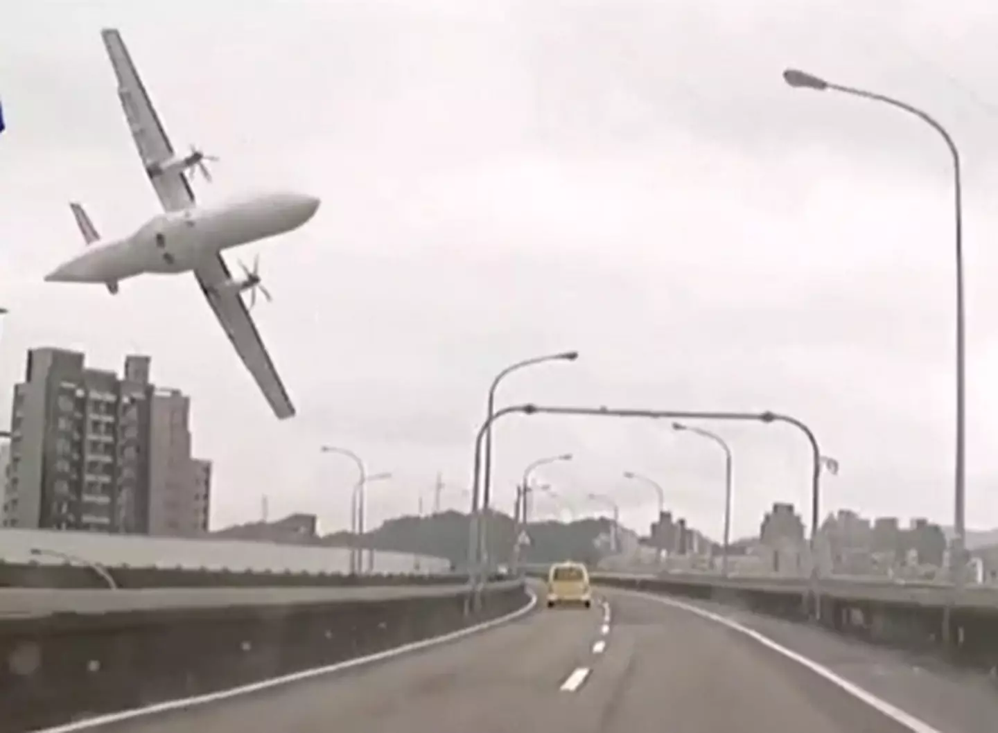 Flight 235 seconds before it collides with a taxi driving through Taipei.