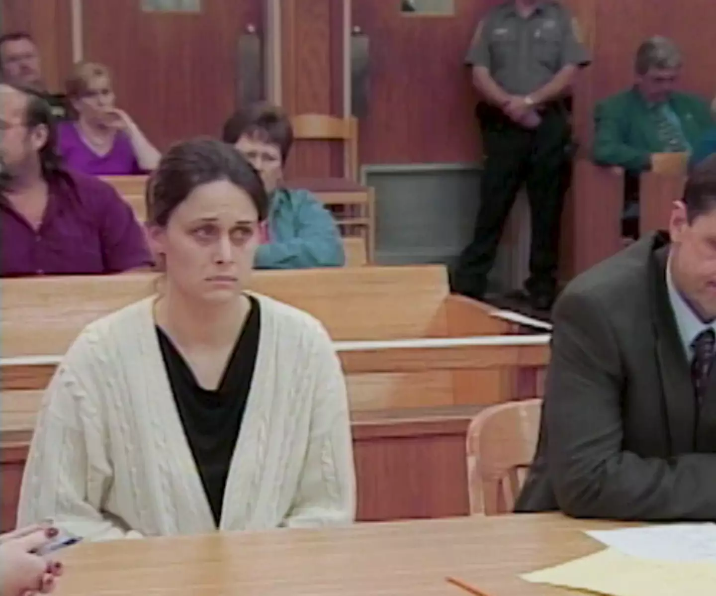 Amanda Lewis could be seen reacting to the news of her conviction (Court TV)