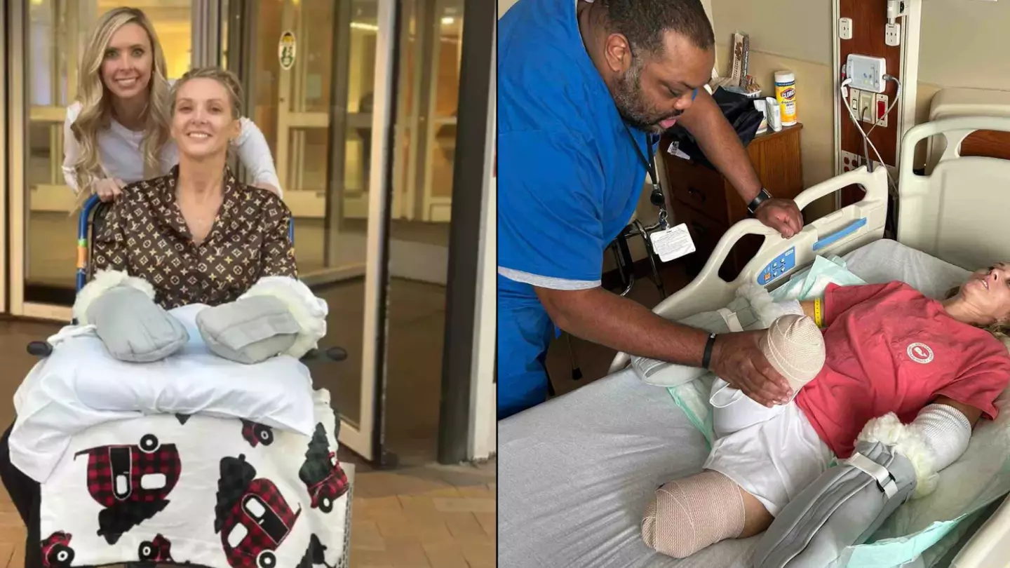 Mum who woke up from surgery with no limbs starts first day of therapy