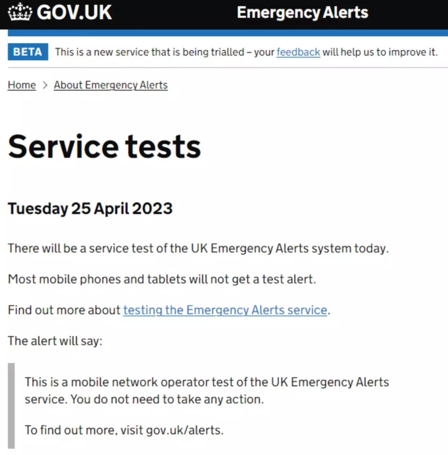 The notice was titled ‘Tuesday 25 April 2023’.