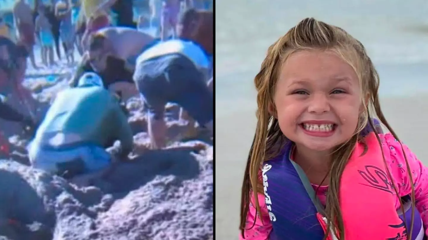 Harrowing 911 audio reveals beachgoers trying to rescue seven-year-old from sand hole before she tragically died