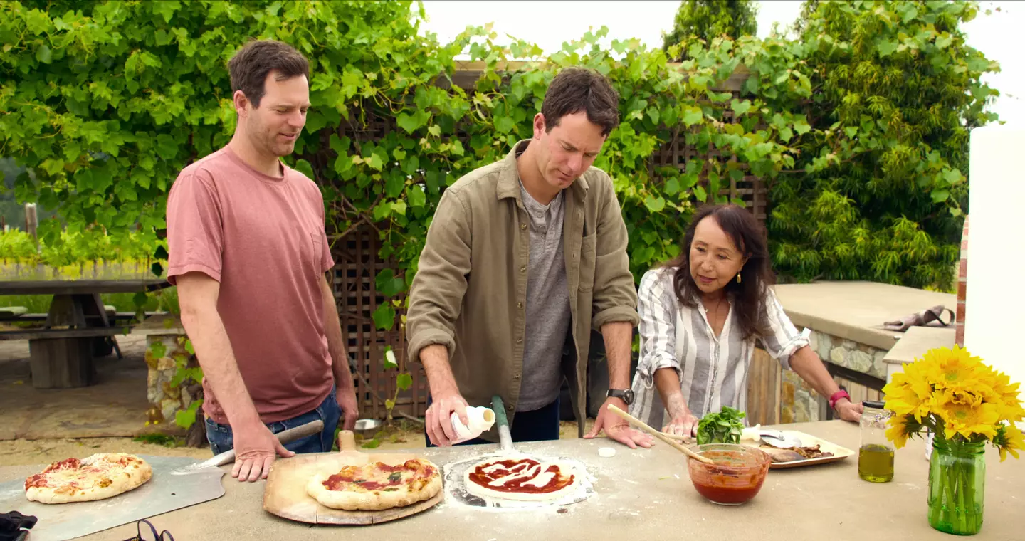 Michael (left) and Charlie (centre) have both drastically changed their diets after the experiment. (Netflix)
