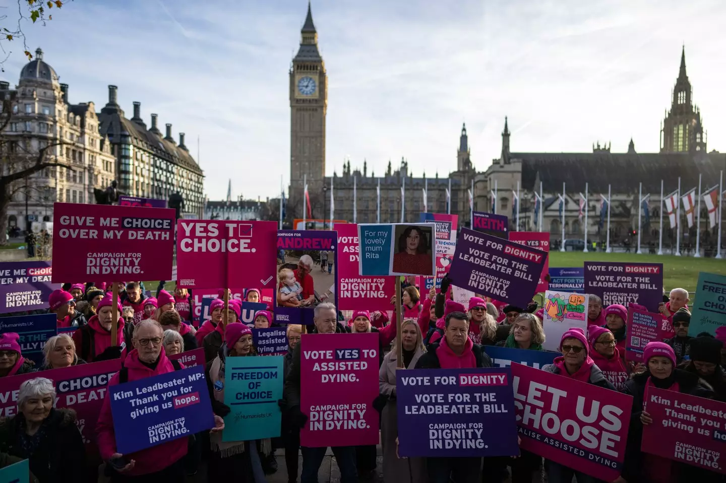 Campaigners in support of the UK bringing in an assisted dying bill pictured in 2024 (Carl Court/Getty Images)