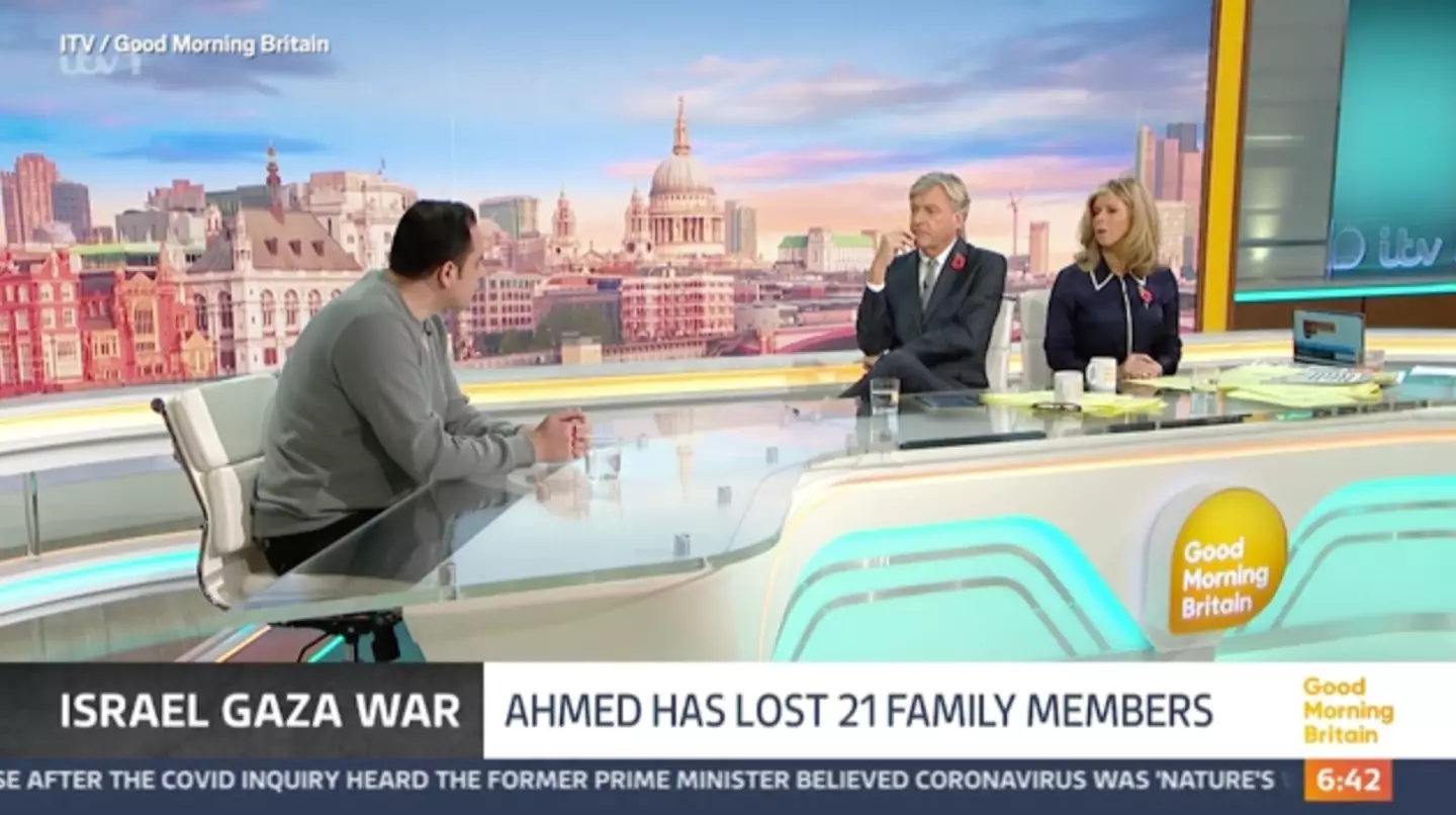Madeley asked Ahmed Alnaouq how 'close' he was to his family members killed in an airstrike.