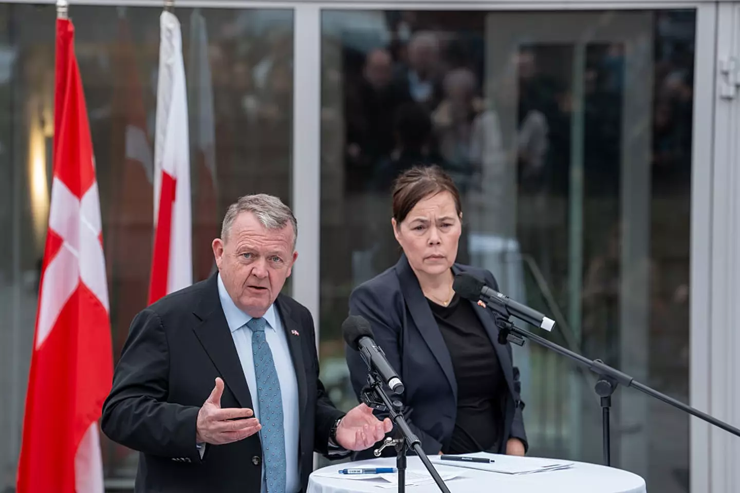 Danish and Greenlander foreign ministers Lars Løkke Rasmussen and Vivian Motzfeldt attended talks with the US which ended in a 'fundamental disagreement' (Andrew Leyden/Getty Images)