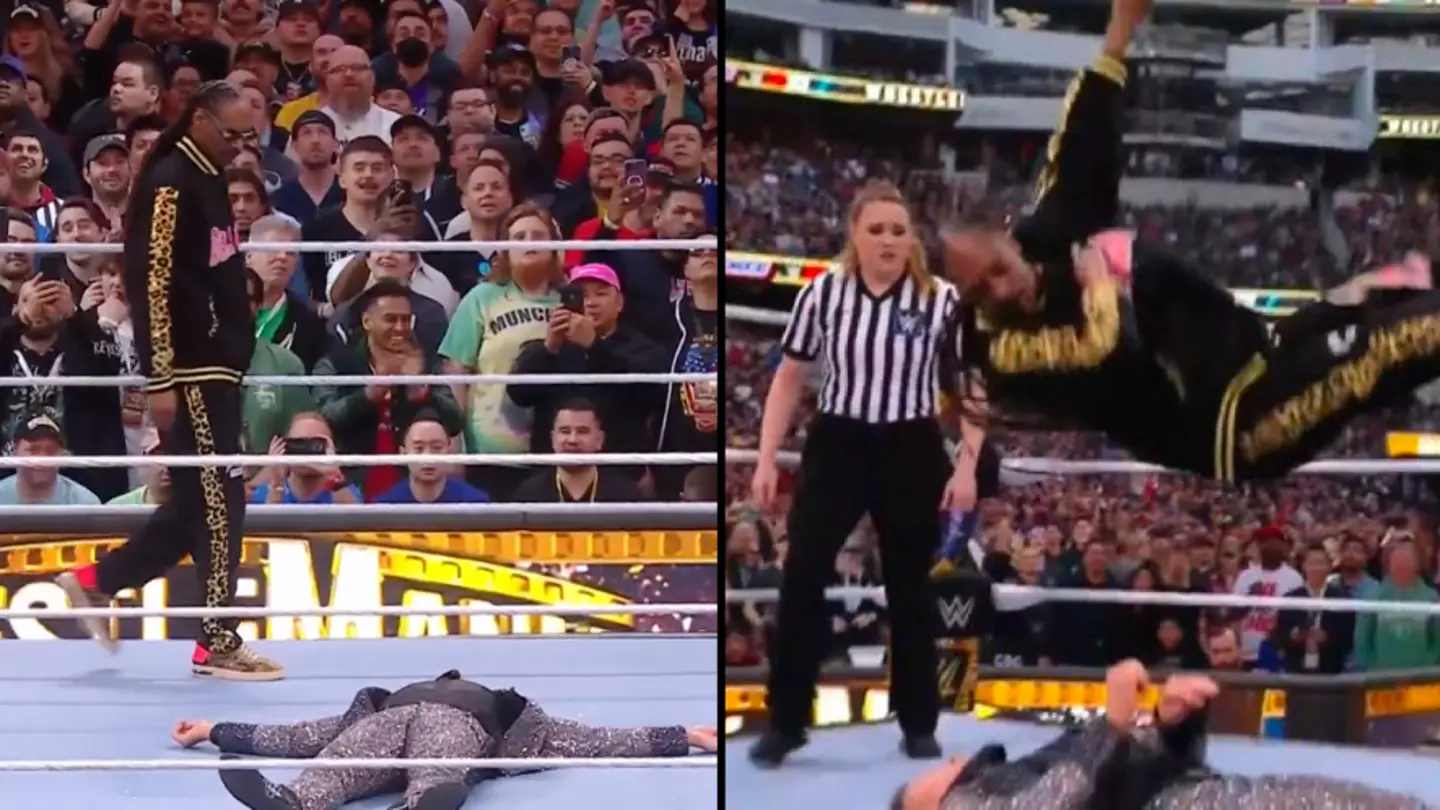 Snoop Dogg drops a People's Elbow-style move on The Miz at Wrestlemania