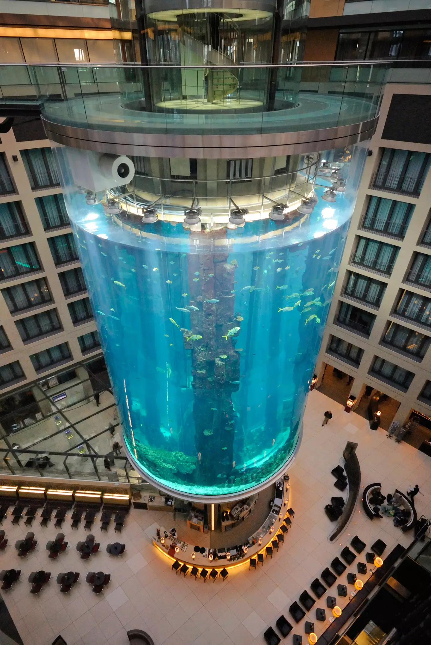 The aquarium is known as the AquaDom.