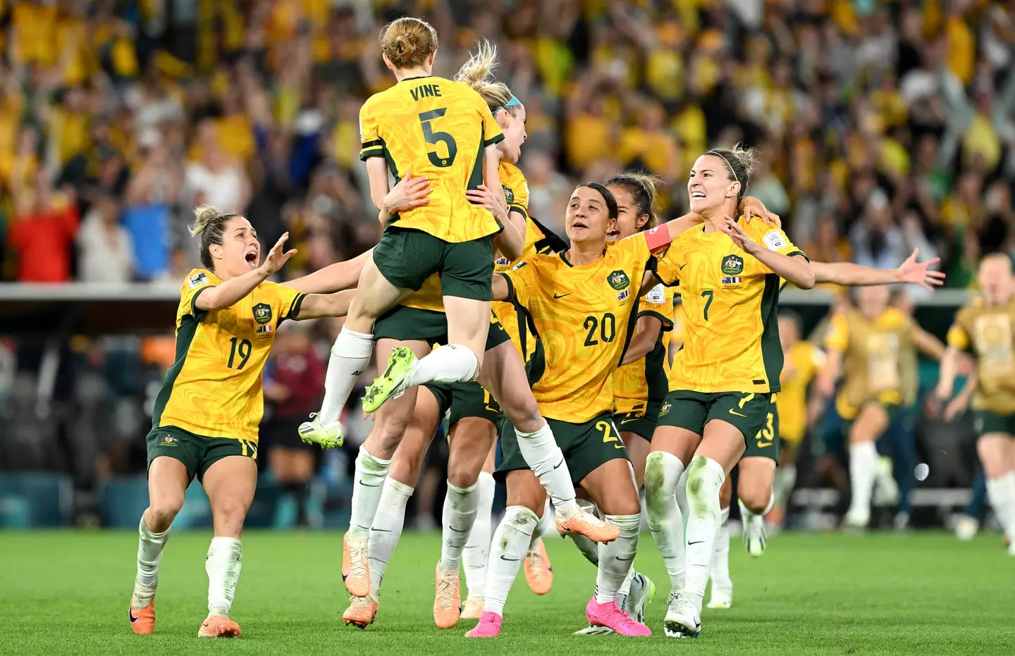 Cortnee Vine scored the winning penalty to put Australia through to the World Cup semi finals, though not everyone was watching that.