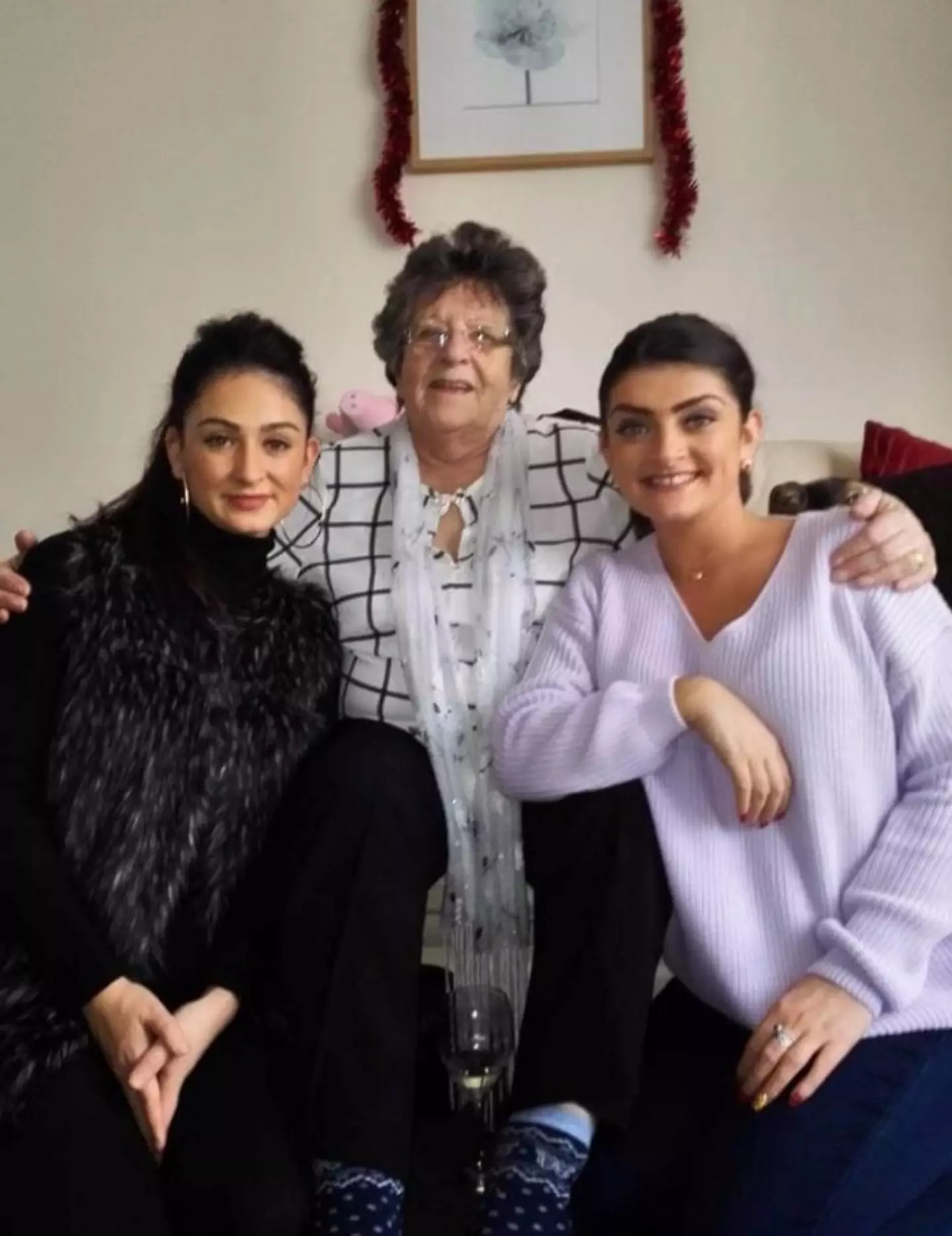 Katie and Abbie Rogers with their gran, Sylvia.