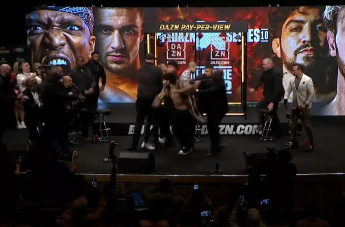 American MMA fighter Dillon Danis has thrown a punch at his opponent Logan Paul during their press conference in Manchester.