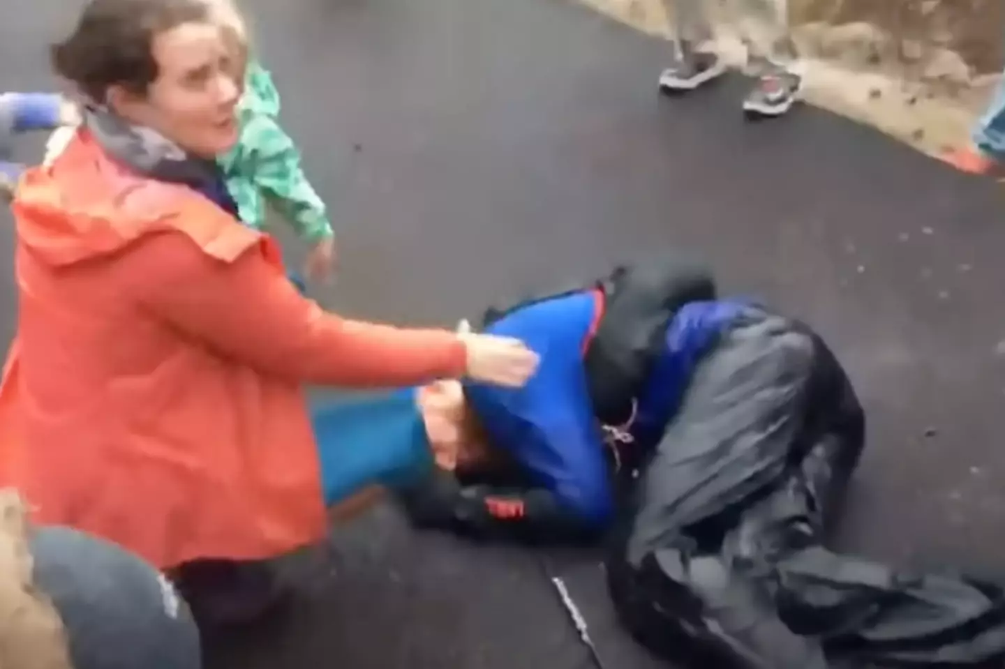 Gary fell to the floor when he finished the race (CTV News)