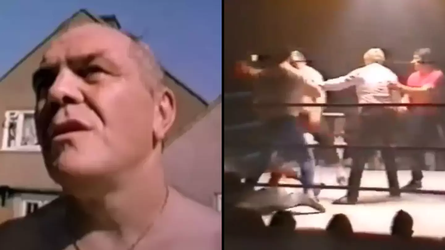 Three men and a referee could not stop 'Britain's hardest man' as he battered rival fighter