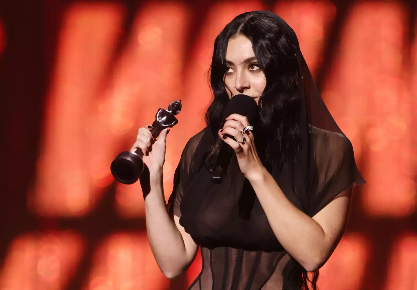 Charli picked up five awards in her stunning sheer dress. (Max Cisotti/Dave Benett/Getty Images)