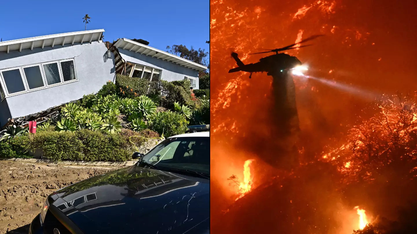 House that survived LA wildfires split in half after being hit by second natural disaster
