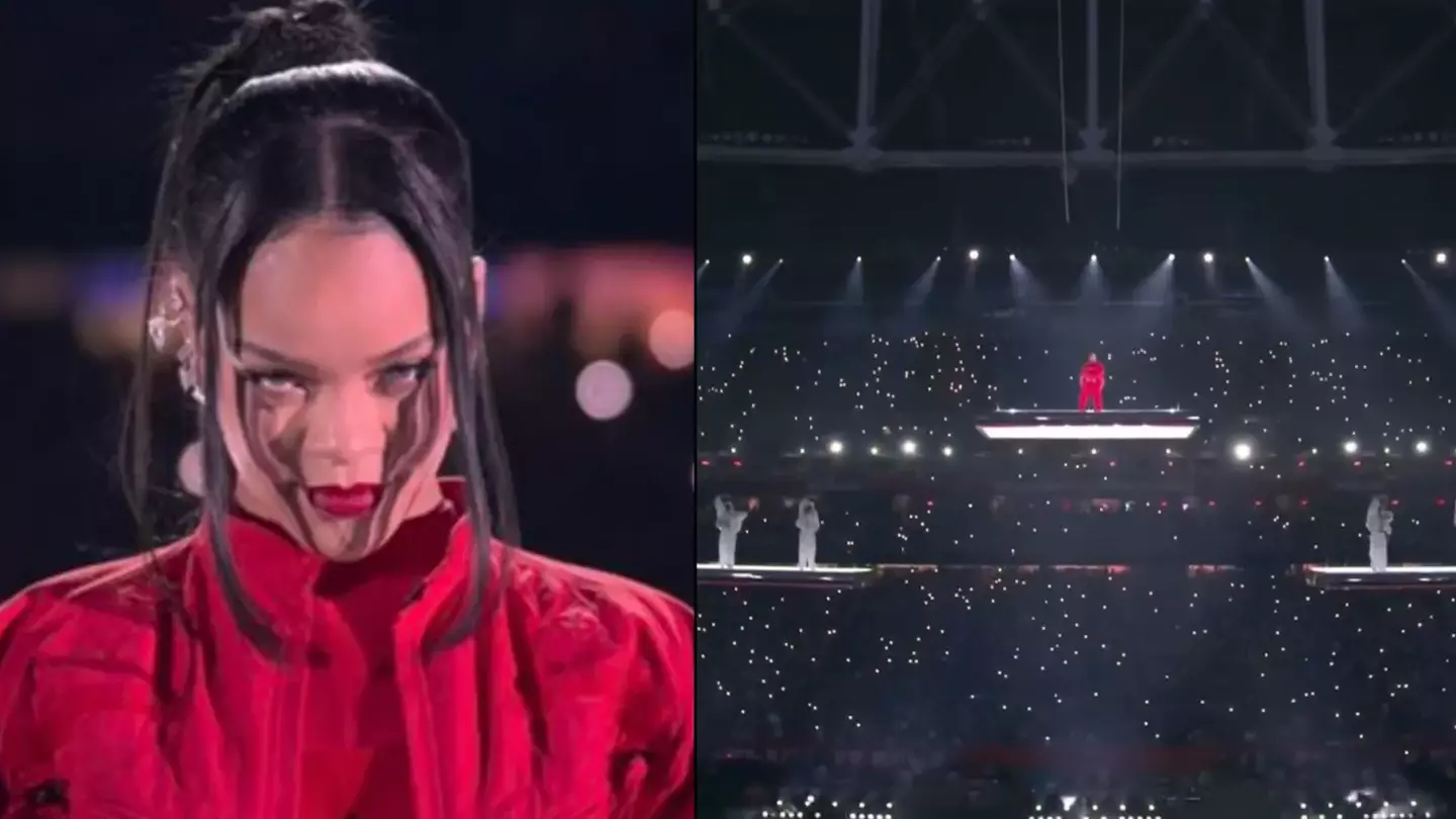 Rihanna pulls off incredible Super Bowl halftime performance on floating platform