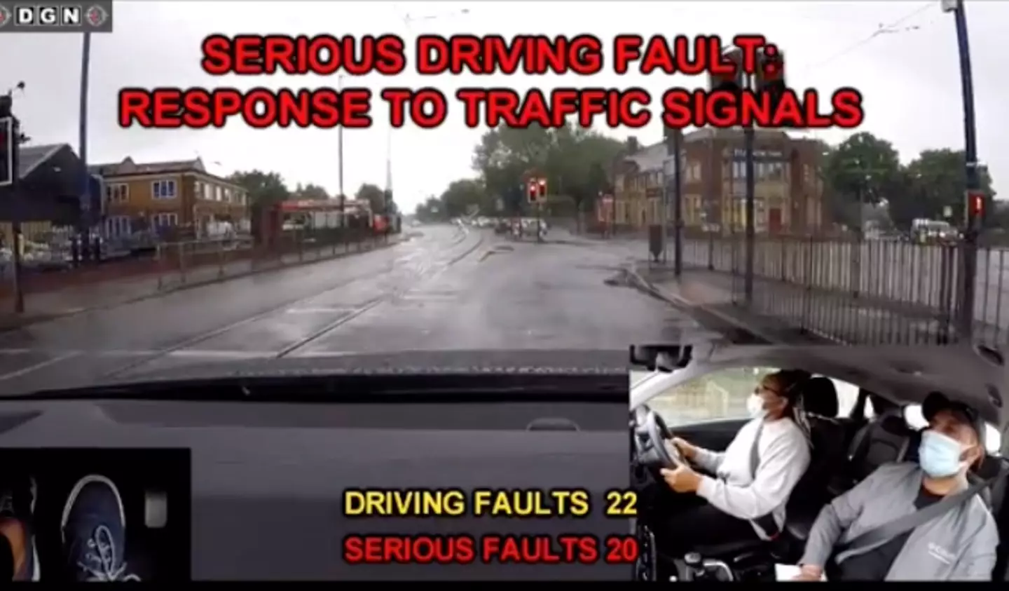 The learner is faced with two sets of traffic lights.