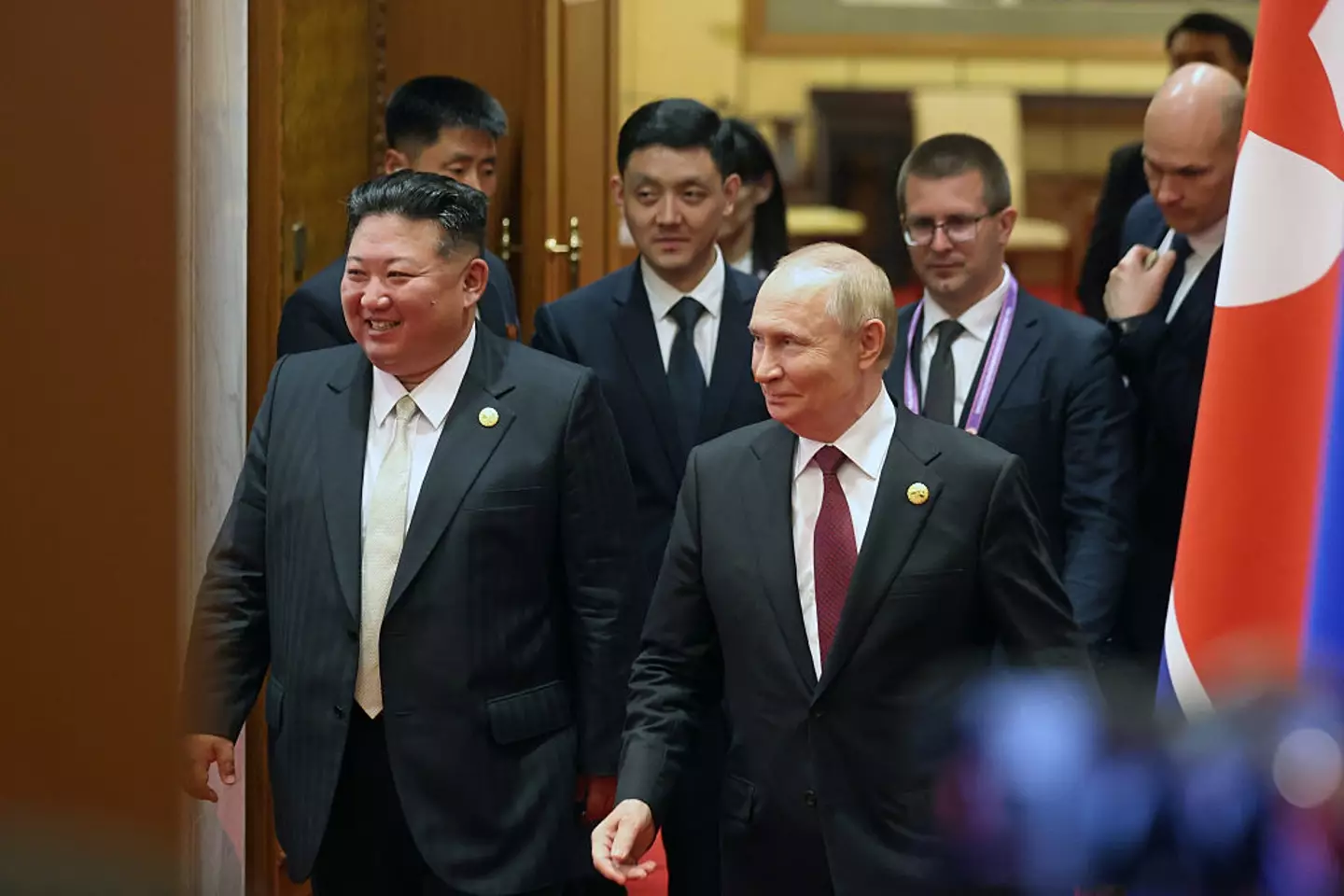 Russian President Vladimir Putin and North Korean Supreme Leader Kim Jong Un reportedly arrived in the same car (Contributor/Getty Images)