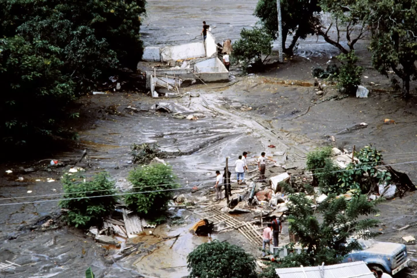 The devastation of Armero shown after the landslides (STF/AFP via Getty Images)
