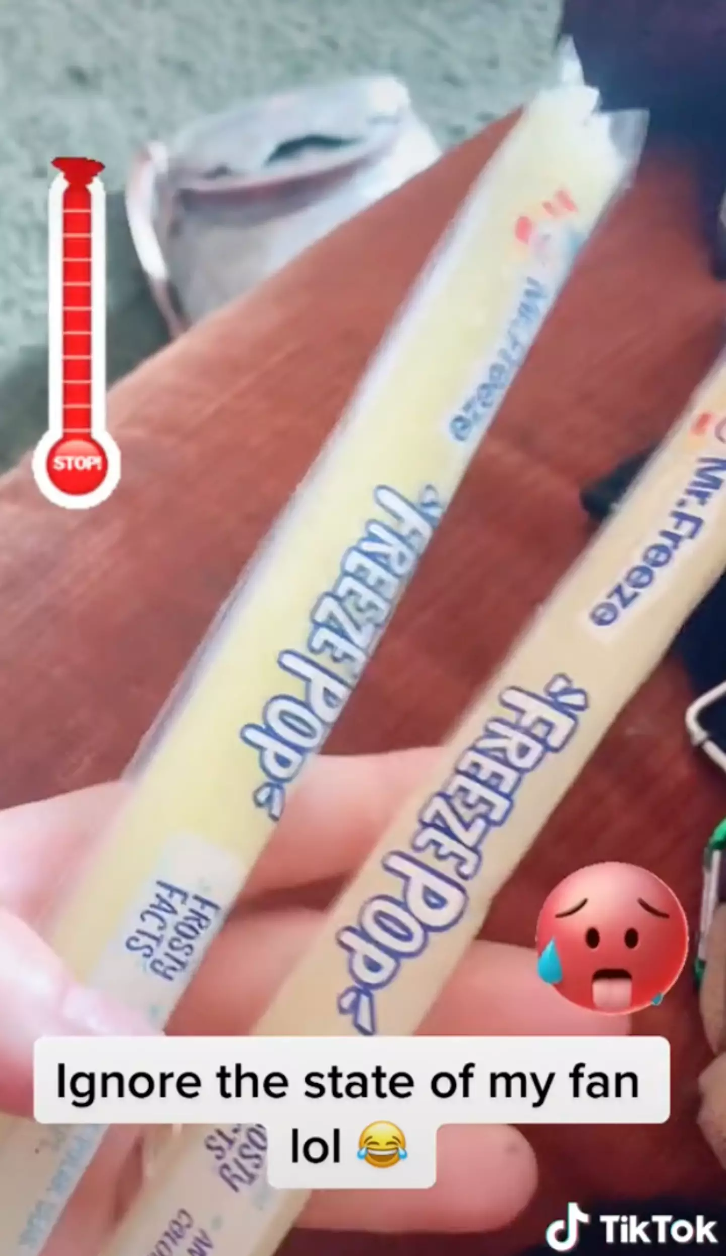 Jacqueline revealed that an easy way to level up your fan is to tie ice pops to the front of it.