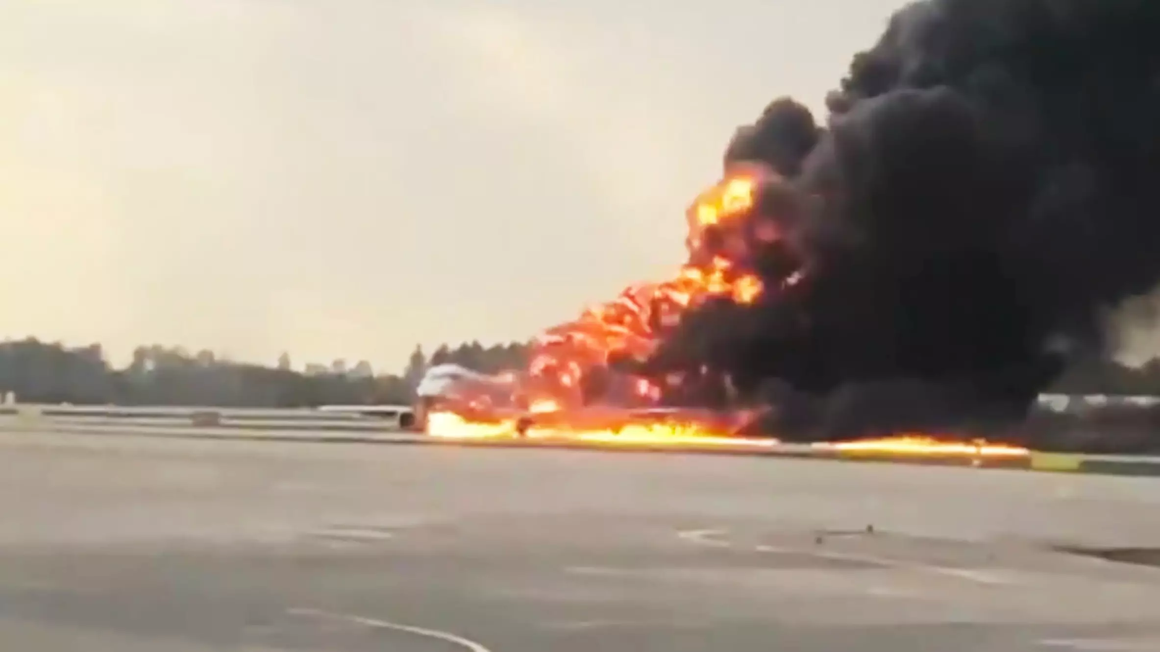 Footage Emerges Of Plane Crash Landing On Fire At Russian Airport