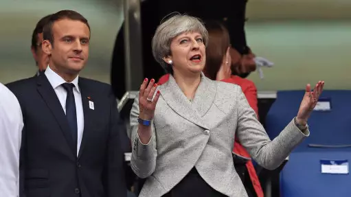 Theresa May Does Embarrassing 'Mexican Wave' During France V England Game