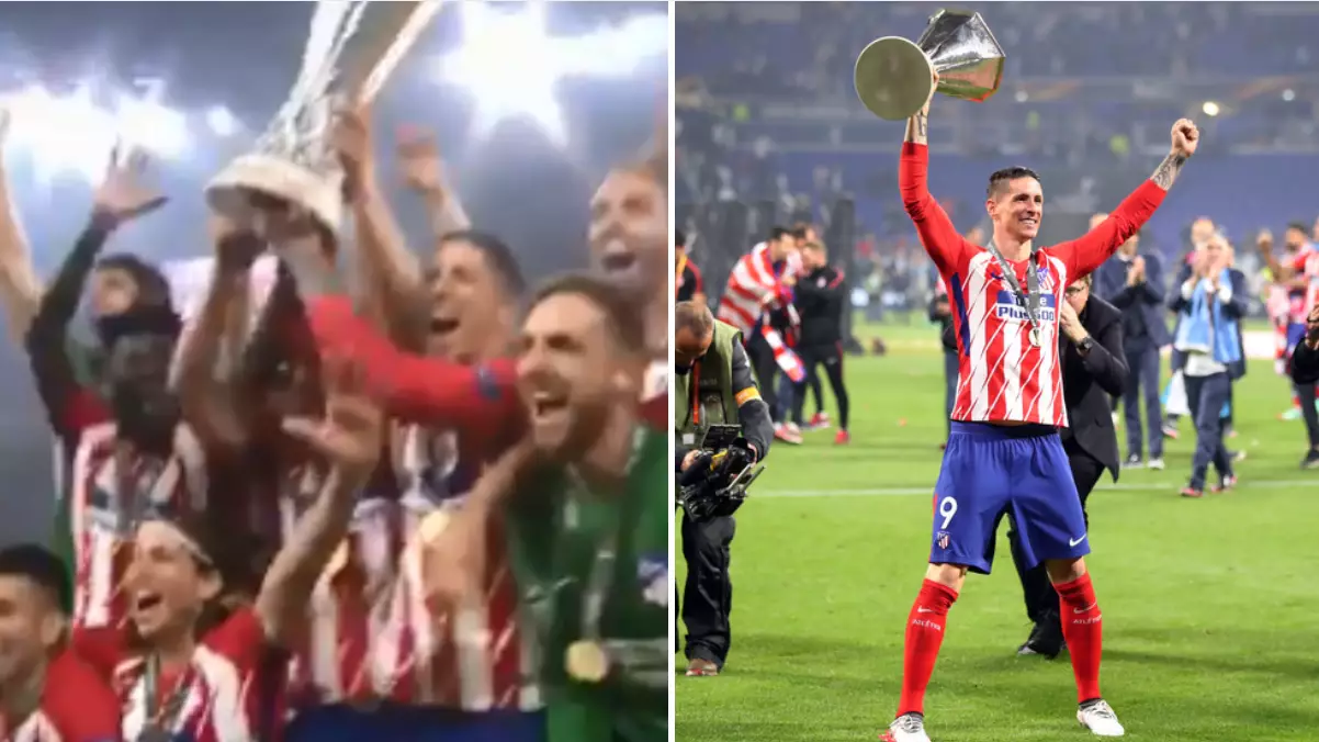 The Wonderful Moment Atletico Captain Gabi Lets Torres Lift Europa League Trophy With Him