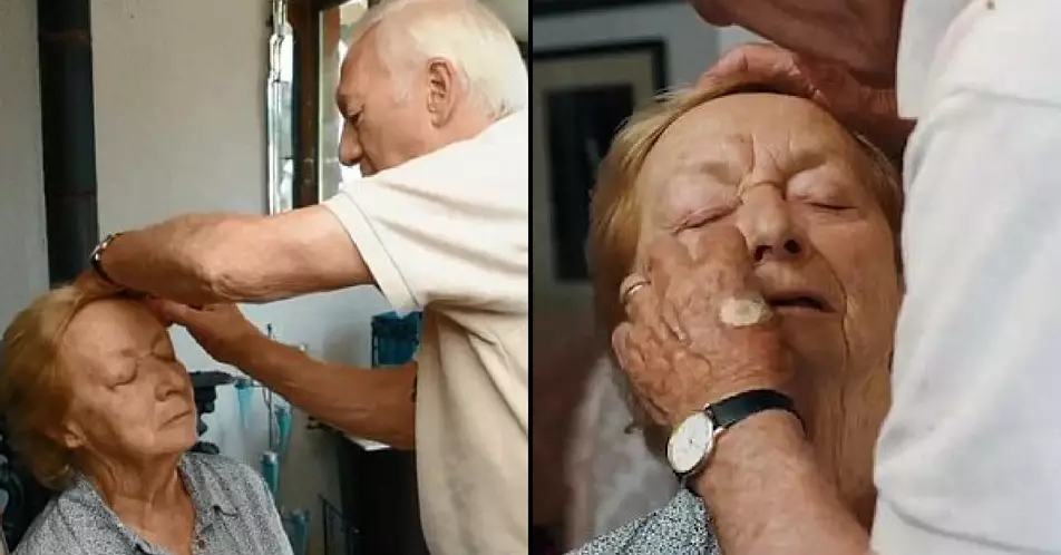 Husband, 84, Releases Tutorial After Learning To Do Wife's Make Up Because She's Going Blind 