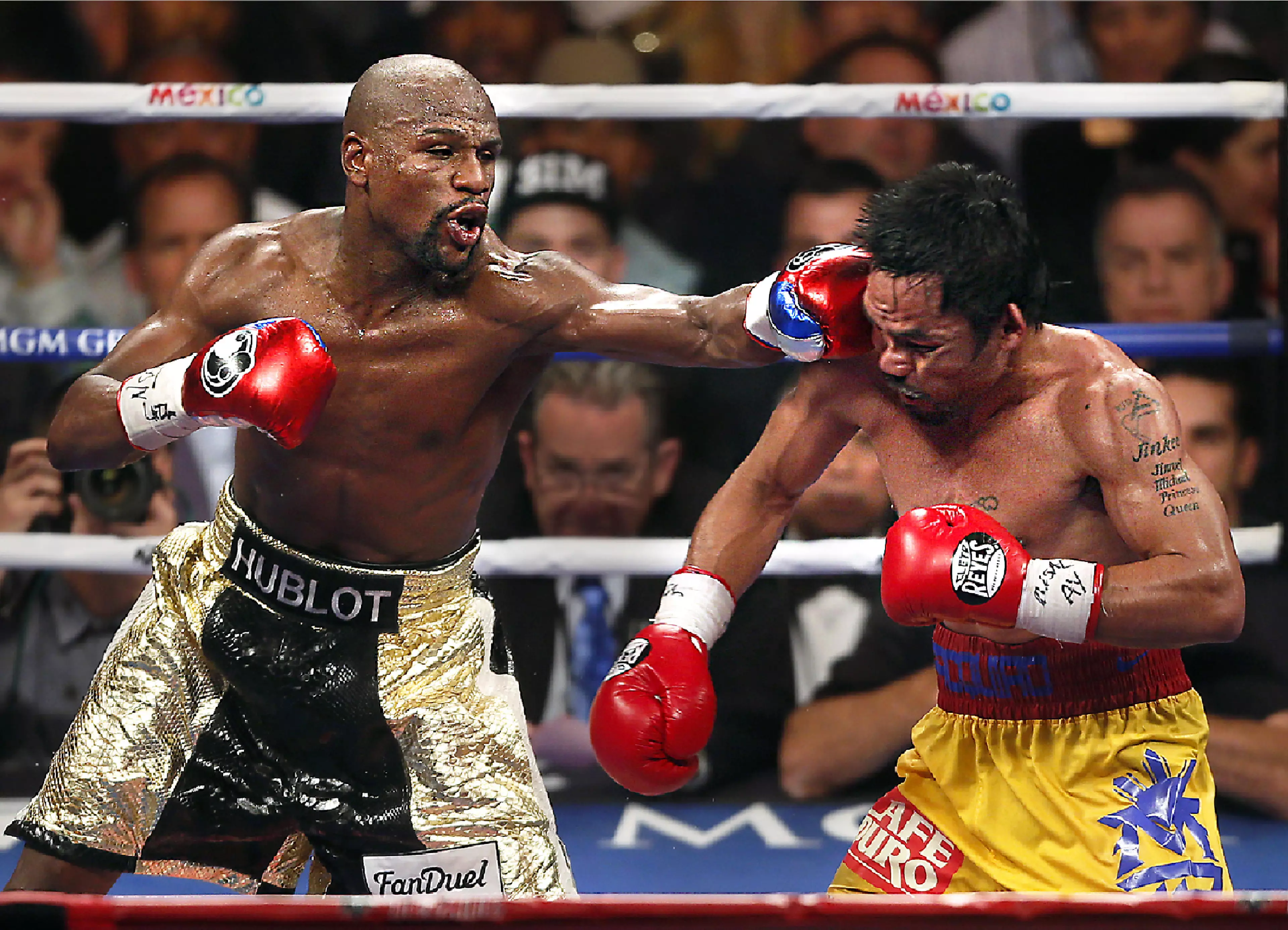 Mayweather dominated 'Pac-Man' in 2015. Image: PA Images