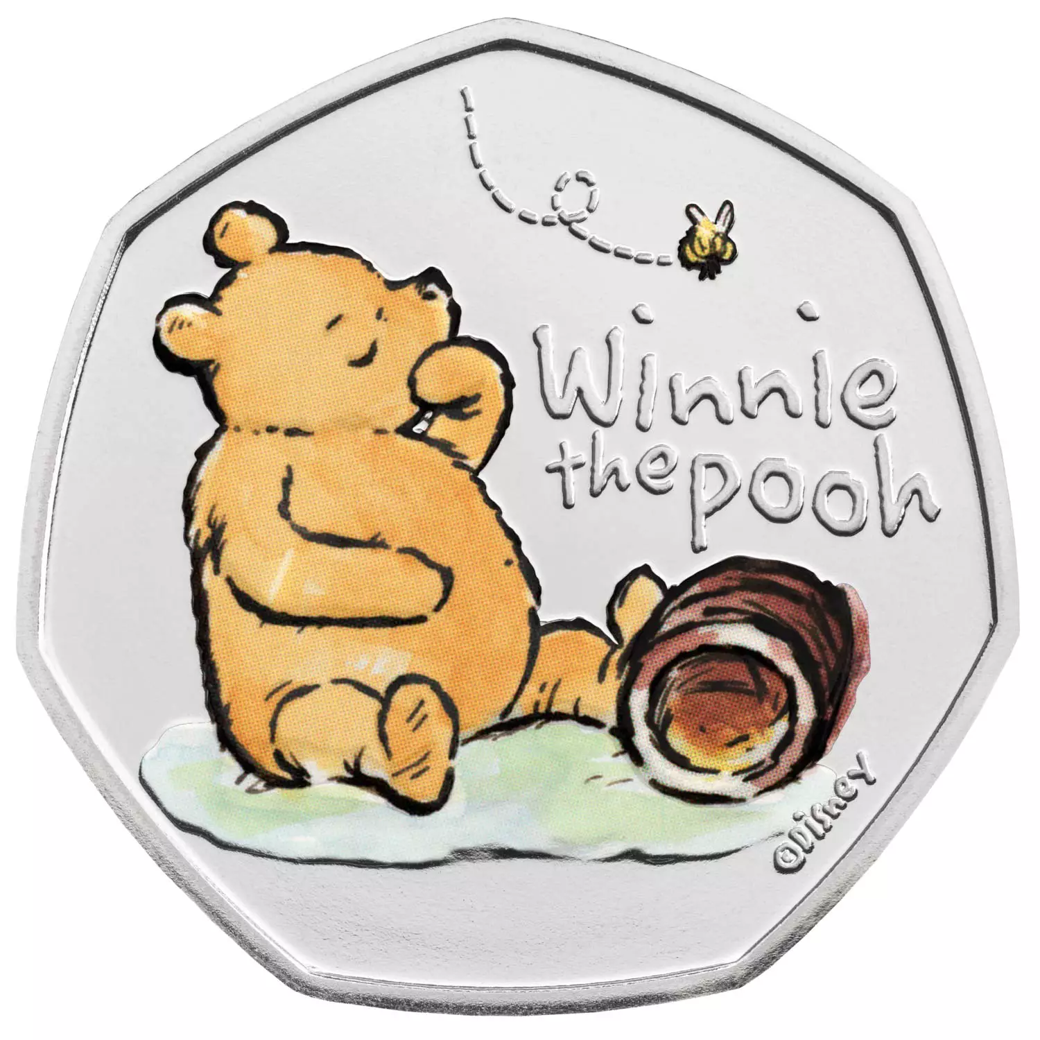 The coin features original Winnie-The-Pooh illustrations (