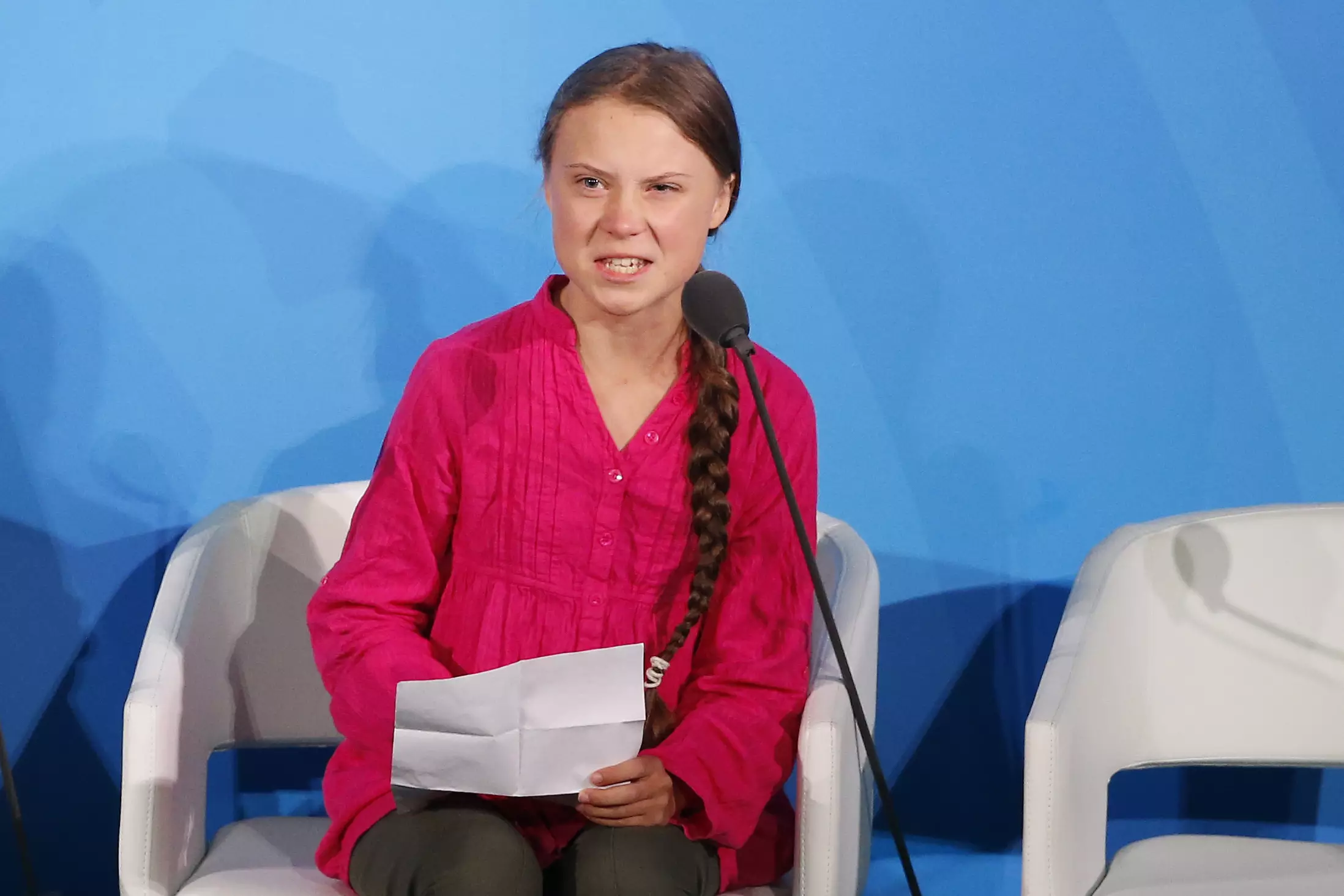 Greta speaking at a UN conference last week.