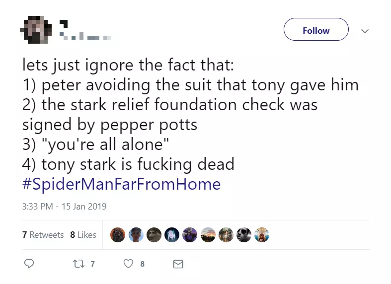 Spider-Man: Far From Home Tweets.