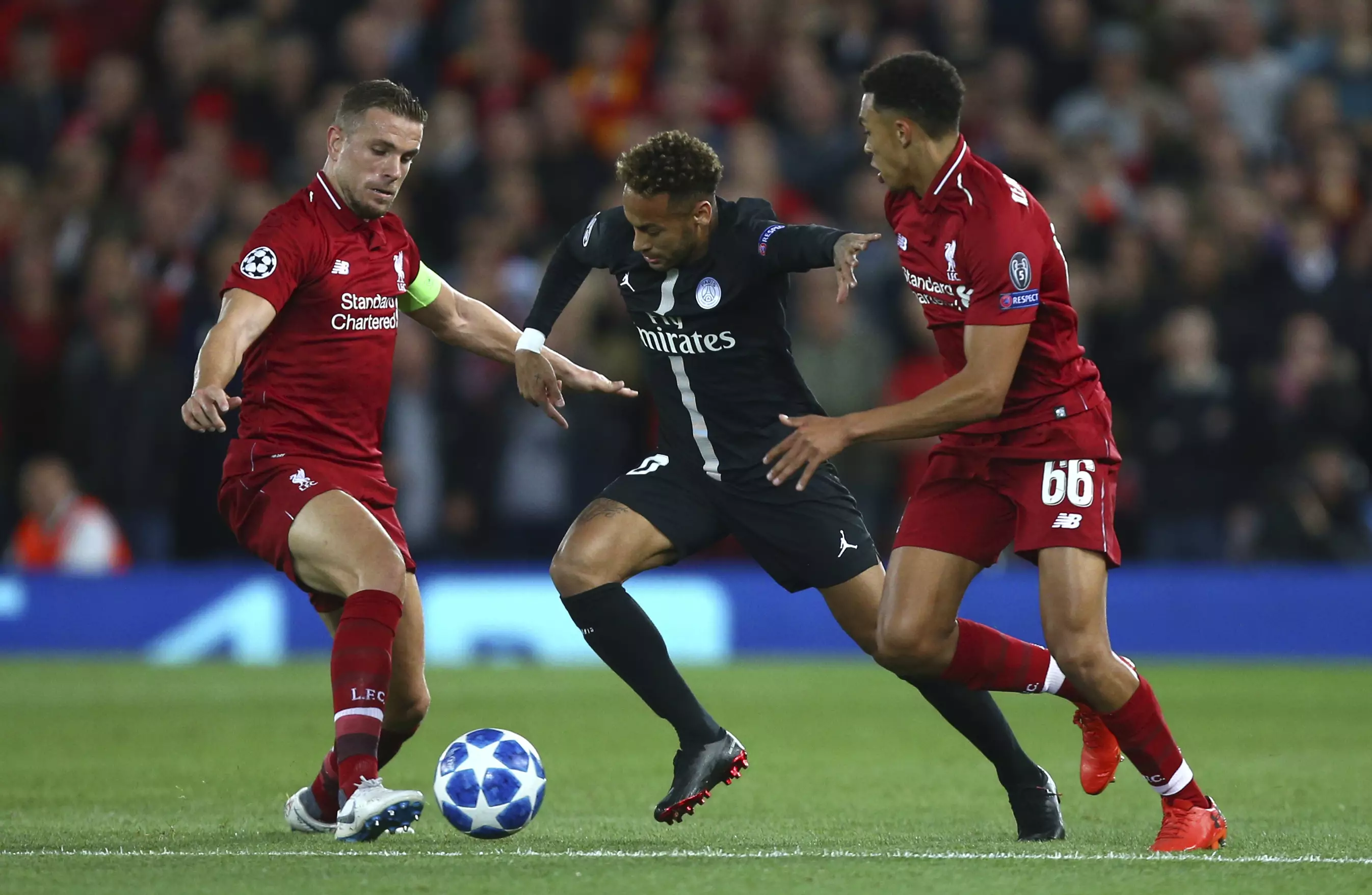 Henderson was part of a brilliant effort to keep Neymar quiet. Image: PA Images