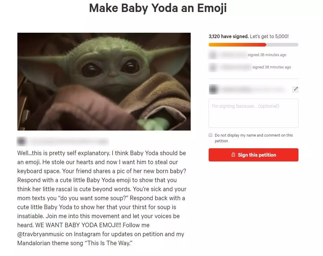 Fans want a Baby Yoda emoji.